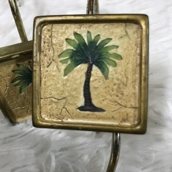 Croscill Palm Tree & Hammock Tailored Cotton Blend Shower Curtain & Hooks Set - Picture 5 of 9